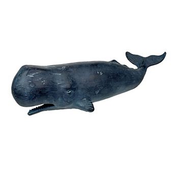 Sperm Whale Statue 15 in Hand-Painted Resin Ocean Marine Decor Coastal Sculpture