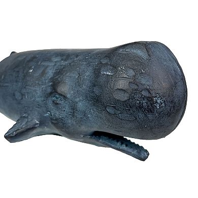 Sperm Whale Statue 15in Hand-Painted Resin Ocean Marine Decor Coastal Sculpture