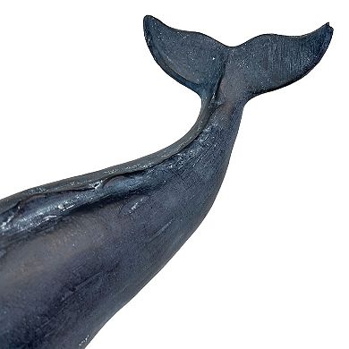 Sperm Whale Statue 15in Hand-Painted Resin Ocean Marine Decor Coastal Sculpture