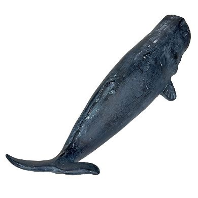 Sperm Whale Statue 15in Hand-Painted Resin Ocean Marine Decor Coastal Sculpture