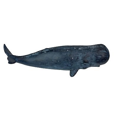 Sperm Whale Statue 15in Hand-Painted Resin Ocean Marine Decor Coastal Sculpture