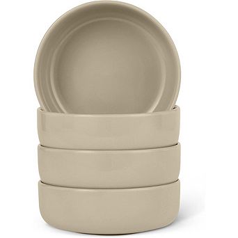 Glazed Stoneware Bowls Set, 4-Pack, 5.5-Inch, Microwave & Dishwasher Safe, Linen Gray