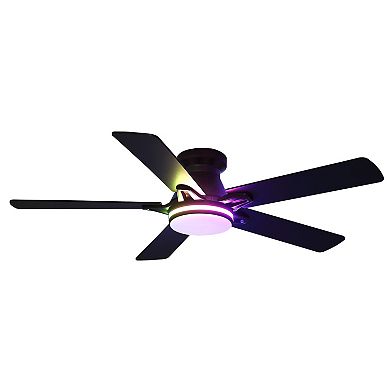 52" RGB Ceiling Fan with Light for Bedroom Living Room, App Remote Control, Color Changing LED