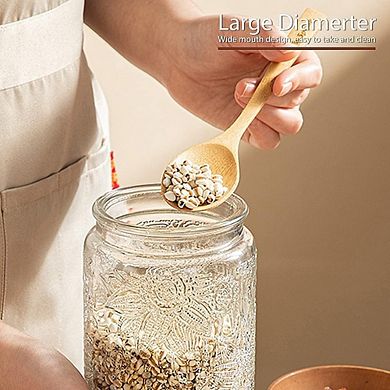 Glass Storage Jar Set with Airtight Wood Lids, Kitchen Canisters