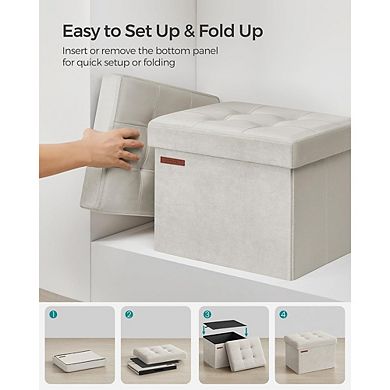 Foldable Storage Ottoman, Padded Footstool, Multi-Use, Durable