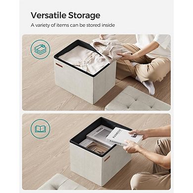 Foldable Storage Ottoman, Padded Footstool, Multi-Use, Durable
