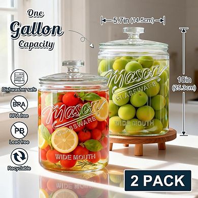 Glass Cookie Jar with Lid, Wide Mouth Pantry Storage Canister