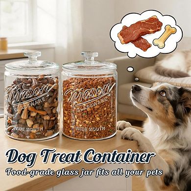Glass Cookie Jar with Lid, Wide Mouth Pantry Storage Canister