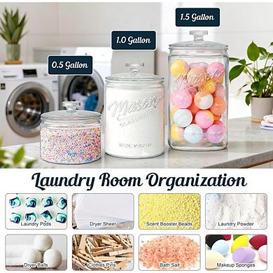 Glass Cookie Jar with Lid, Wide Mouth Pantry Storage Canister