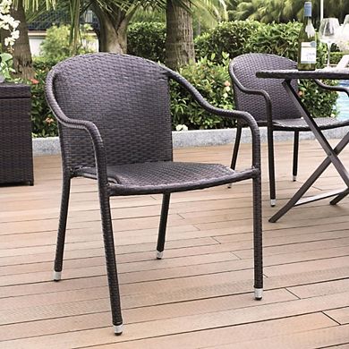 4 Fade-Resistant Wicker Stackable Chairs