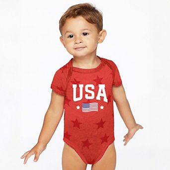 USA Arched Flag - Baby Short Sleeve Star Bodysuit