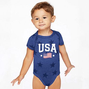 USA Arched Flag - Baby Short Sleeve Star Bodysuit
