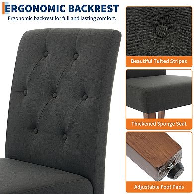 Upholstered Dining Chairs Set of 2, Tufted Kitchen Chair with Padded Seat, Comfy Armless Side Chair