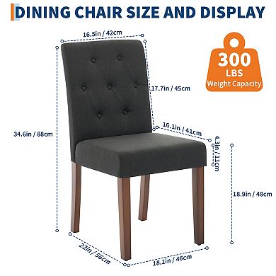 Upholstered Dining Chairs Set of 2, Tufted Kitchen Chair with Padded Seat, Comfy Armless Side Chair