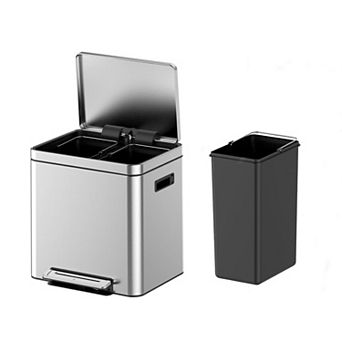 8 Gallons Dual Compartment Trash Can with 2 Removable Buckets