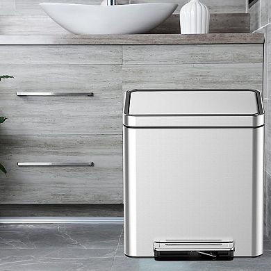 8 Gallons Dual Compartment Trash Can with 2 Removable Buckets