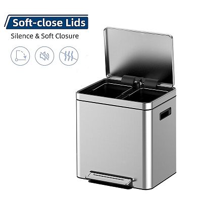 8 Gallons Dual Compartment Trash Can with 2 Removable Buckets