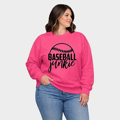 Baseball Junkie - Women's Plus Sized Graphic Sweatshirt