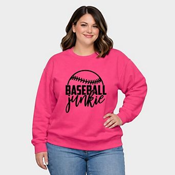 Baseball Junkie - Women's Plus Sized Graphic Sweatshirt