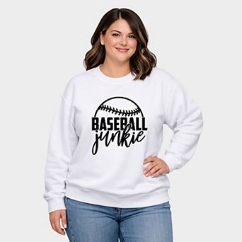 Baseball Junkie - Women's Plus Sized Graphic Sweatshirt