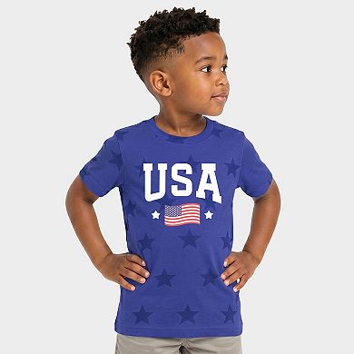 USA Arched Flag - Toddler Short Sleeve Star Tee