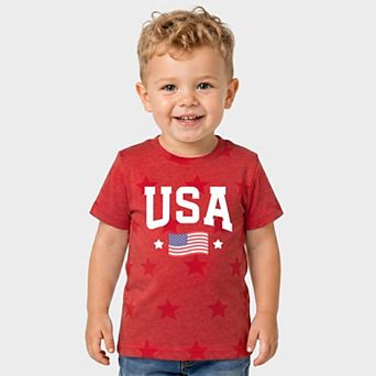 USA Arched Flag - Toddler Short Sleeve Star Tee