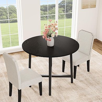 Round Dining Table for 2-4, Small Kitchen Dining Room Table for Space Saving