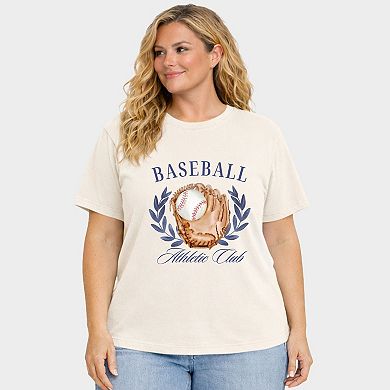 Baseball Athletic Club - Women's Plus Sized Garment Dyed Graphic T-Shirt