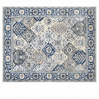 Washable Non-Slip Rug, Trellis Oriental Floral Rug, Low Pile Foldable Accent Throw Rug fo Bedroom