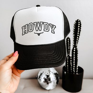 Embroidered Howdy Bull Varsity - Women's Graphic Foam Trucker Hat