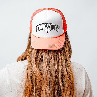 Embroidered Howdy Bull Varsity - Women's Graphic Foam Trucker Hat