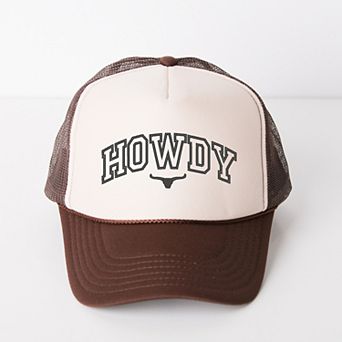 Embroidered Howdy Bull Varsity - Women's Graphic Foam Trucker Hat