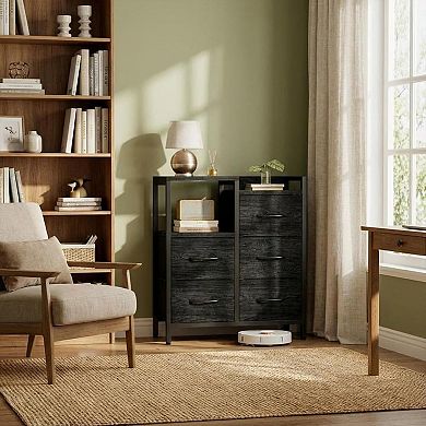 5 Drawer Mobile File Cabinet with Open Storage Shelf for Home Office, Fits A4 or Letter Size Files