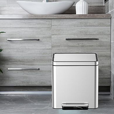 10.6 Gallons Dual Compartment Trash Can with 2 Removable Buckets