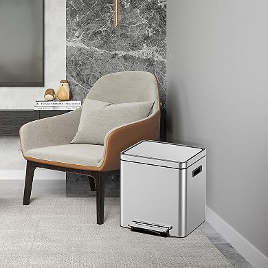 10.6 Gallons Dual Compartment Trash Can with 2 Removable Buckets