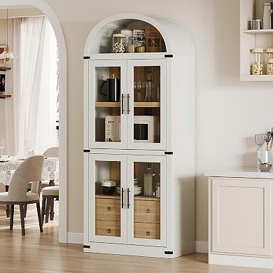 Tall Bookshelf, 4 Tier Book Shelf with 2 Storage Drawers