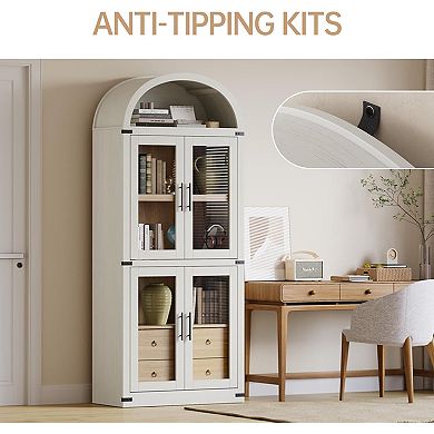 Tall Bookshelf, 4 Tier Book Shelf with 2 Storage Drawers