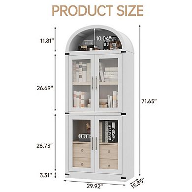 Tall Bookshelf, 4 Tier Book Shelf with 2 Storage Drawers