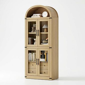 Tall Bookshelf, 4 tier Book Shelf with 2 Storage Drawers