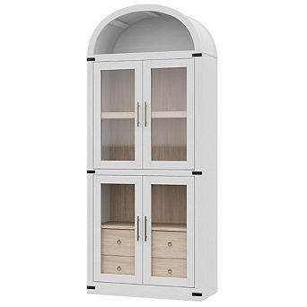 Tall Bookshelf, 4 tier Book Shelf with 2 Storage Drawers