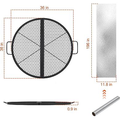Cooking Grill Grate, Outdoor Campfire BBQ Grill, Portable Camping Cookware with Handle