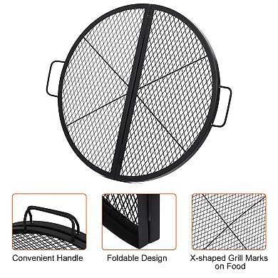 Cooking Grill Grate, Outdoor Campfire BBQ Grill, Portable Camping Cookware with Handle