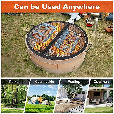 Cooking Grill Grate, Outdoor Campfire BBQ Grill, Portable Camping Cookware with Handle