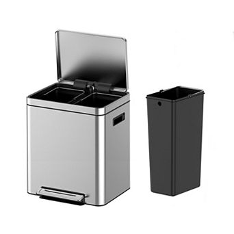 9.5 Gallons Dual Compartment Trash Can with 2 Removable Buckets