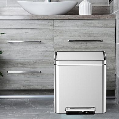 9.5 Gallons Dual Compartment Trash Can with 2 Removable Buckets