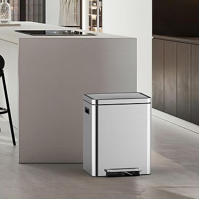 9.5 Gallons Dual Compartment Trash Can with 2 Removable Buckets