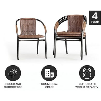 4 Modern Rattan Stackable Chairs