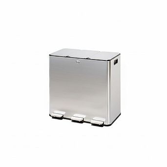 Trash Can with Lid, 15 Gallons Foot Step Stainless Steel Triple 5-Gallon Compartments Trash