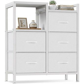 5 Drawer Mobile File Cabinet with Open Storage Shelf for Home Office, Fits A4 or Letter Size Files