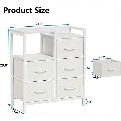 5 Drawer Mobile File Cabinet with Open Storage Shelf for Home Office, Fits A4 or Letter Size Files